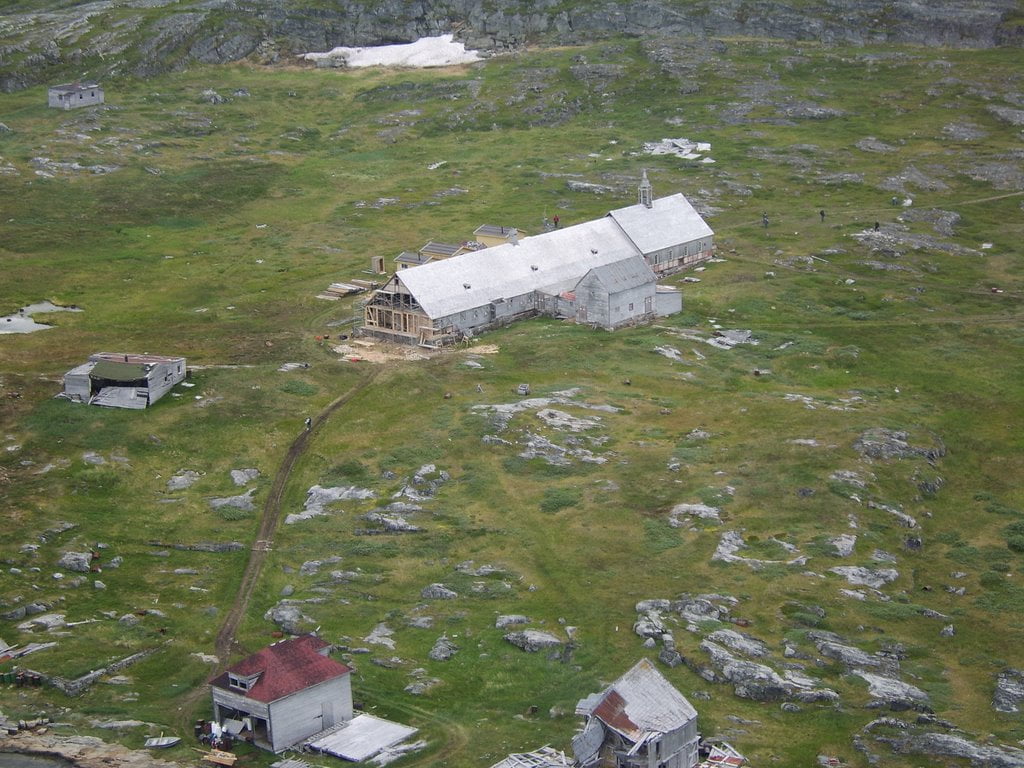 The Moravian Mission in Hebron. Hebron was resettled to Nain in 1959. The mission was recently rebuilt by Parks Canada.